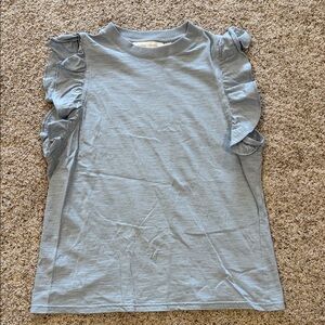 Bishop & Young Blue Ruffle Sleeve Top